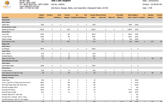 Job Report for Accounting