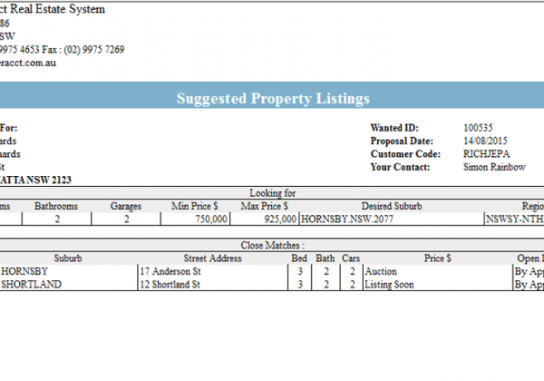 Real Estate – Buyer Reporting