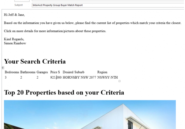 Real Estate – Buyer Reporting Direct HTML Email