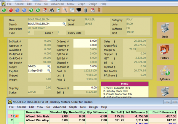 Trailer Manufacturing – Modified Sales Order
